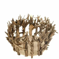 11-Inch wide Brown Natural Wood Candle Holder Vase Wedding Centerpieces