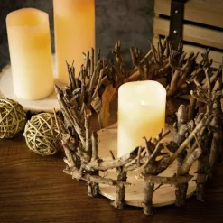 11-Inch wide Brown Natural Wood Candle Holder Vase Wedding Centerpieces