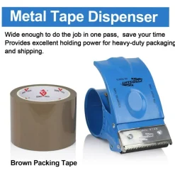 3 Inch Wide Packing Tape with Dispenser,2.4 Mil x 55 Yards Heavy Duty Packaging Tape Refill for Shipping,Industrial Grade,Urtal Strong Boxing Tape for Moving,Mailing and Storages (Brown)