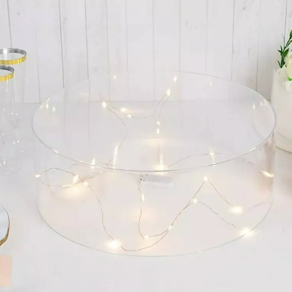 14 in Clear Round Acrylic CAKE STAND Display Box Pedestal Riser Party Events
