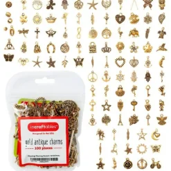 Incraftables 100Pcs Gold Charms for Jewelry Making with 15Pcs Clasps & Rings. Ideal for Makers, Teachers, Beginners, Parties & Gifts. Craft Supplies for Makers, Teachers, Kids, Adults & Classrooms