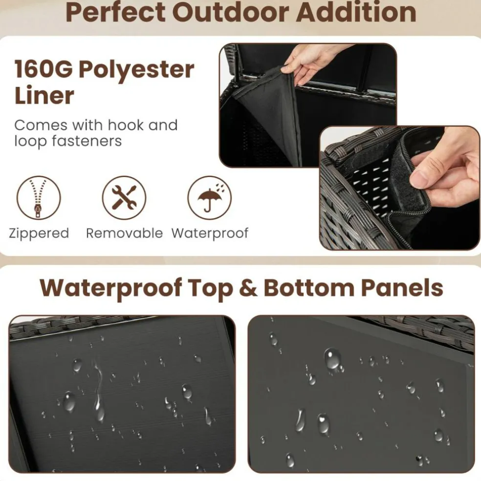 Indoor Outdoor 85 Gallon Storage Container with Waterproof Liner and Universal Wheels