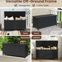 Indoor Outdoor 85 Gallon Storage Container with Waterproof Liner and Universal Wheels