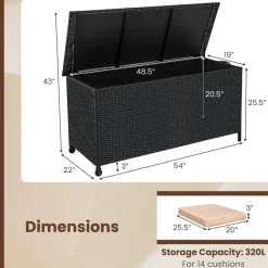 Indoor Outdoor 85 Gallon Storage Container with Waterproof Liner and Universal Wheels