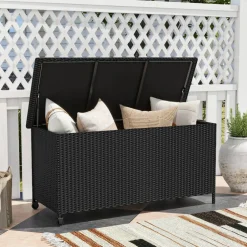 Indoor Outdoor 85 Gallon Storage Container with Waterproof Liner and Universal Wheels