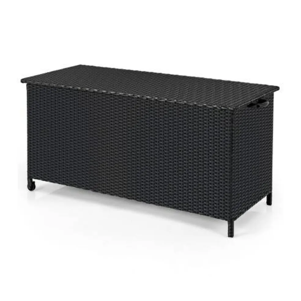 Indoor Outdoor 85 Gallon Storage Container with Waterproof Liner and Universal Wheels