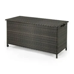 Indoor Outdoor 85 Gallon Storage Container with Waterproof Liner and Universal Wheels