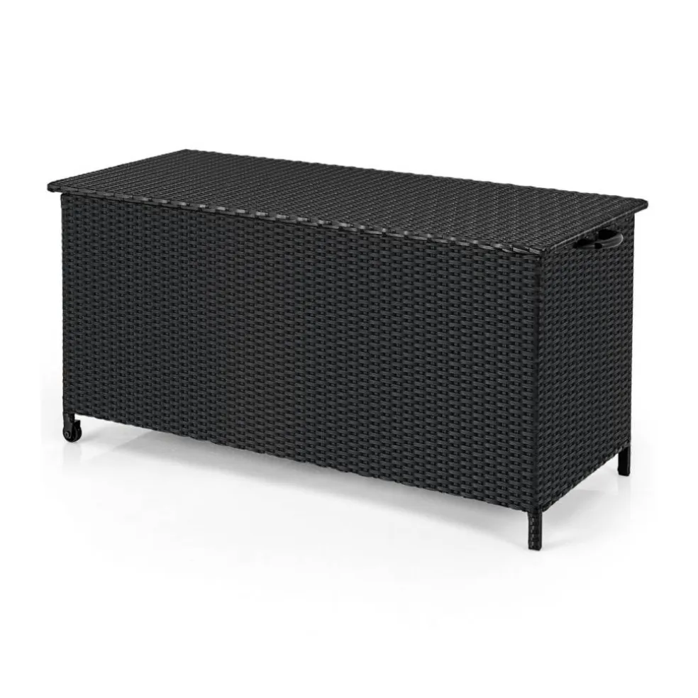 Indoor Outdoor 85 Gallon Storage Container with Waterproof Liner and Universal Wheels