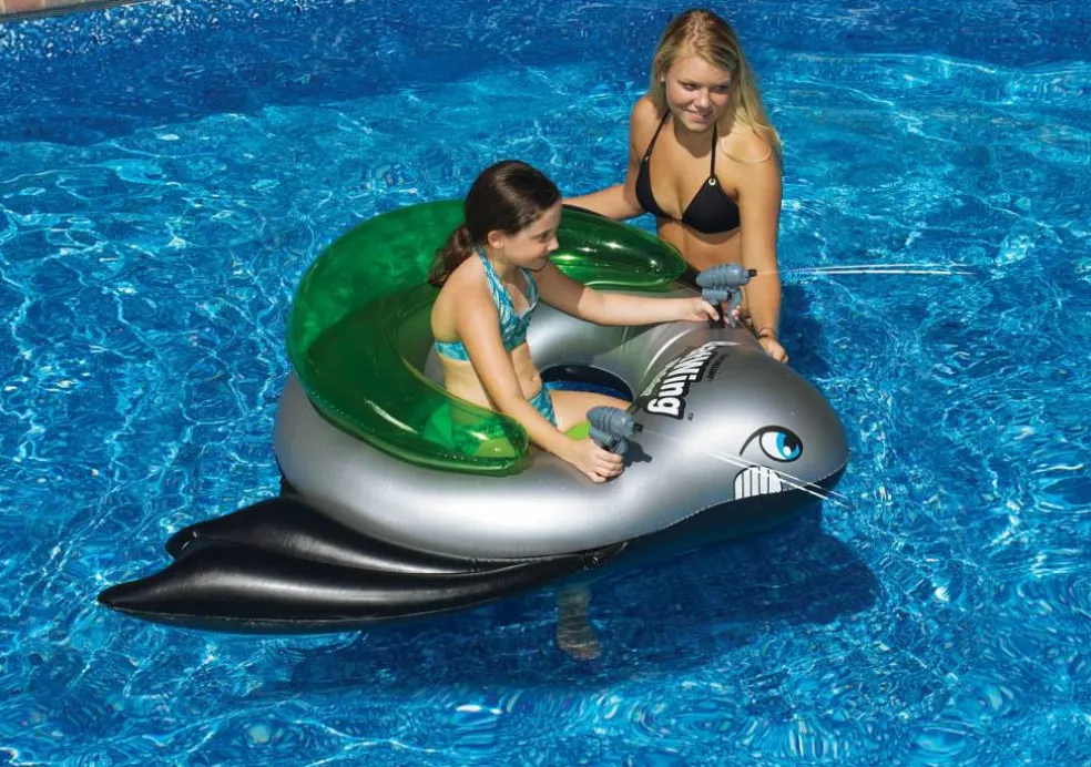 Inflatable Batwing Fighter Ride-On Kids Battle Squirt Blaster Pool Toy - 72" - Green