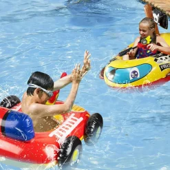 Inflatable Pool Floats Kids with Water Gun, Pirate Ship Pool Floats for Toddlers, Blow Up Pool Toys for Kids Ages 4-8, Summer Fun Boat Shaped Water Toys Swimming Floaties for Boys and Girls