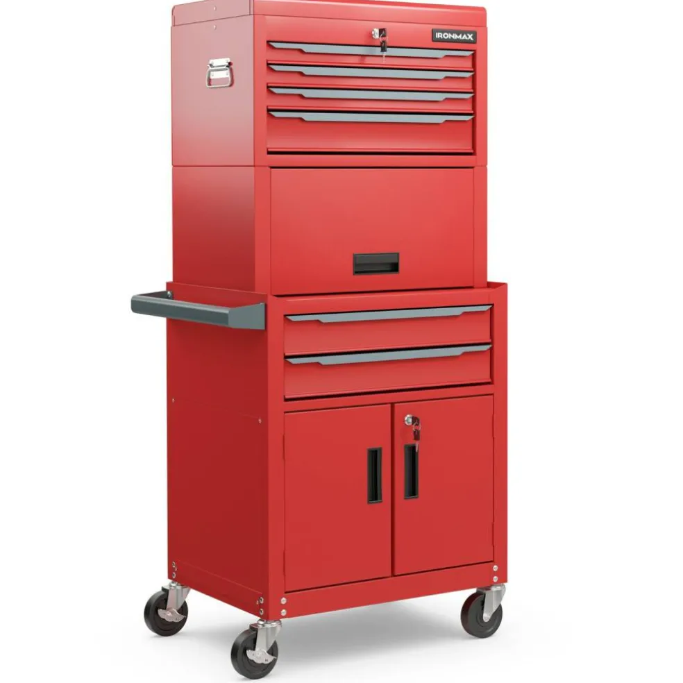 3-in-1 Rolling Tool Chest Storage Cabinet with Universal Wheels and 6 Different Size Drawers
