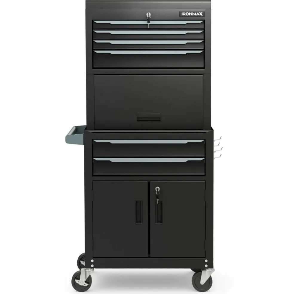 3-in-1 Rolling Tool Chest Storage Cabinet with Universal Wheels and 6 Different Size Drawers