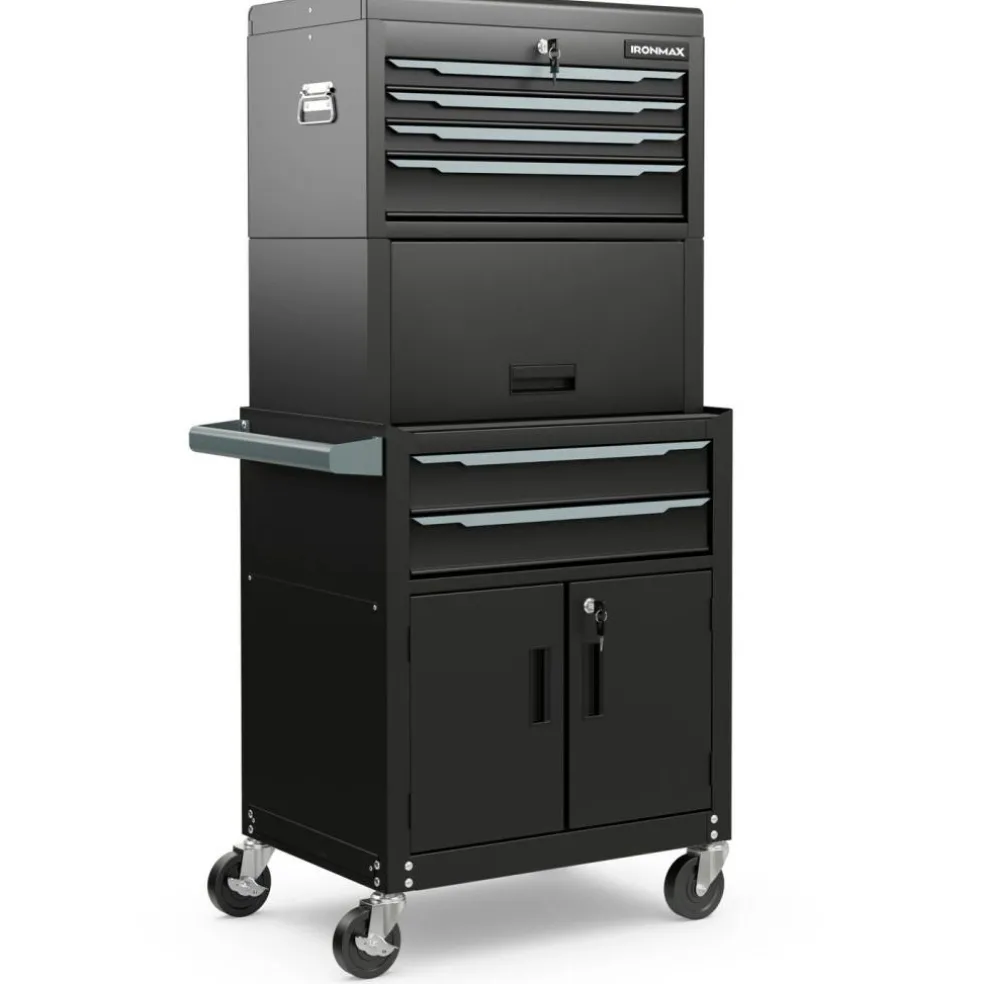 3-in-1 Rolling Tool Chest Storage Cabinet with Universal Wheels and 6 Different Size Drawers