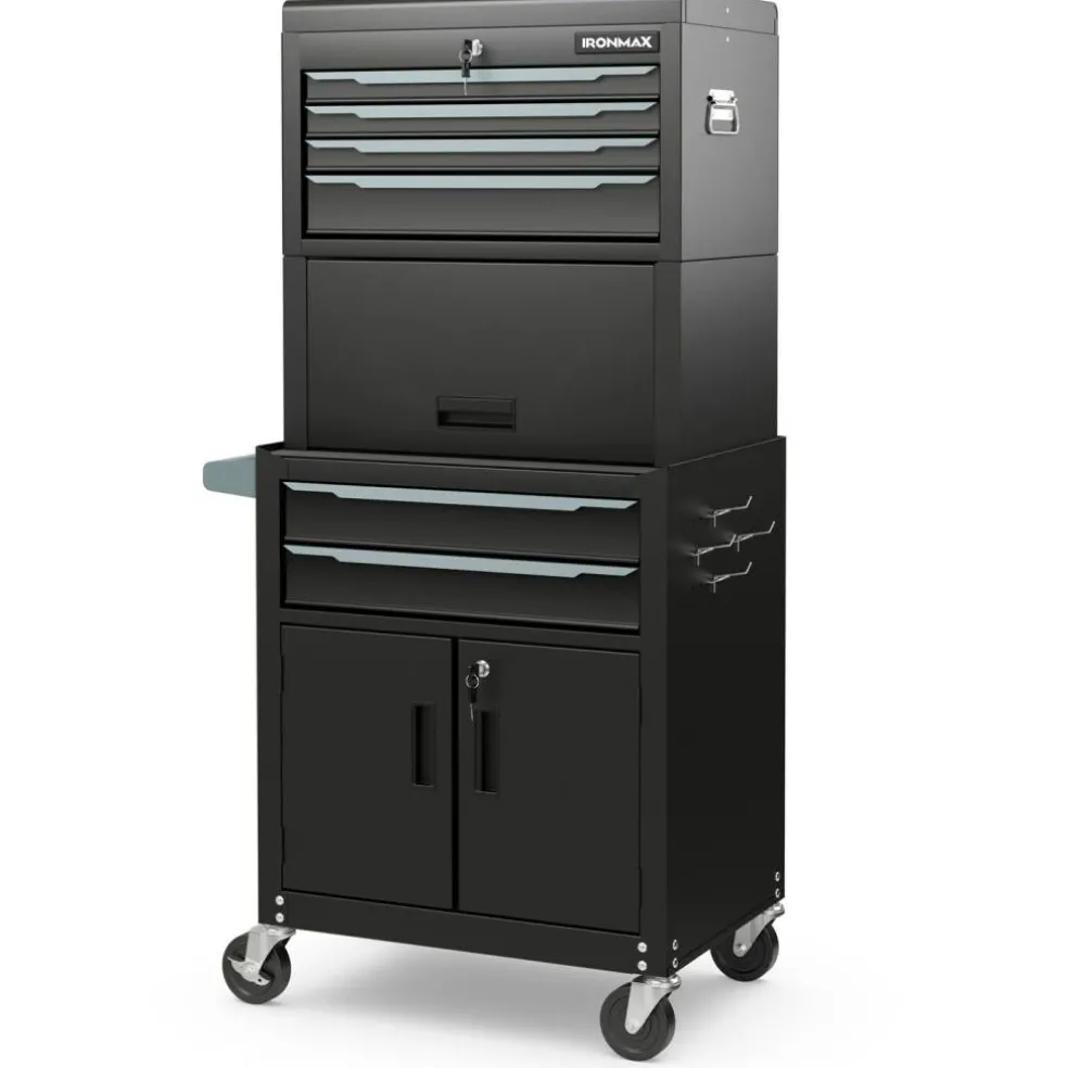 3-in-1 Rolling Tool Chest Storage Cabinet with Universal Wheels and 6 Different Size Drawers