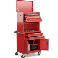3-in-1 Rolling Tool Chest Storage Cabinet with Universal Wheels and 6 Different Size Drawers