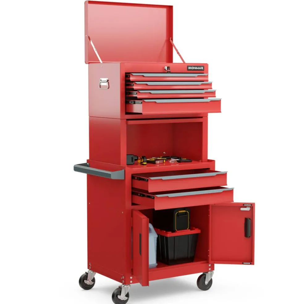 3-in-1 Rolling Tool Chest Storage Cabinet with Universal Wheels and 6 Different Size Drawers