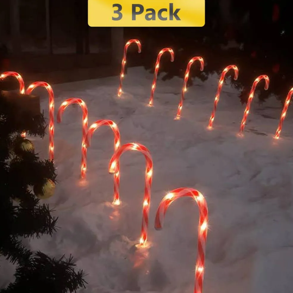 20in Solar Candy Cane Lights 45 LED Christmas Pathway Decor 5Pc