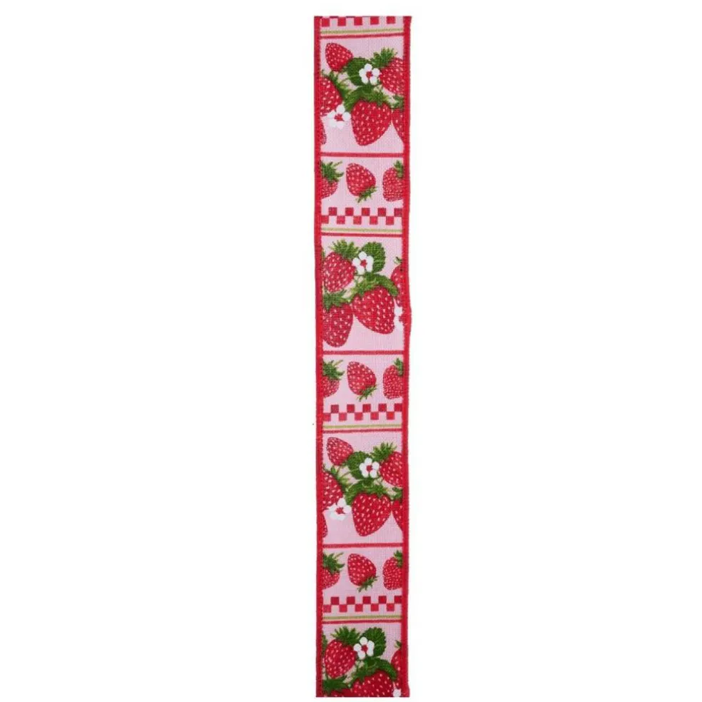 1.5in Strawberries Ribbon: Pink (10 Yards)