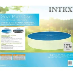 Intex: Solar Pool Cover - 18ft Round - Blue, Polyethylene, Insulates Water, Reduce Evaporation, Keep Debris Out, Above Ground Swimming Pool Accessory