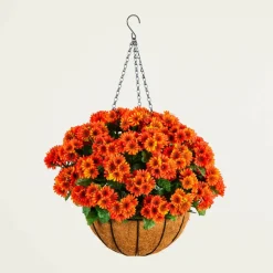 24in. UV Resistant Artificial Chrysanthemum Hanging Basket (Indoor/Outdoor)