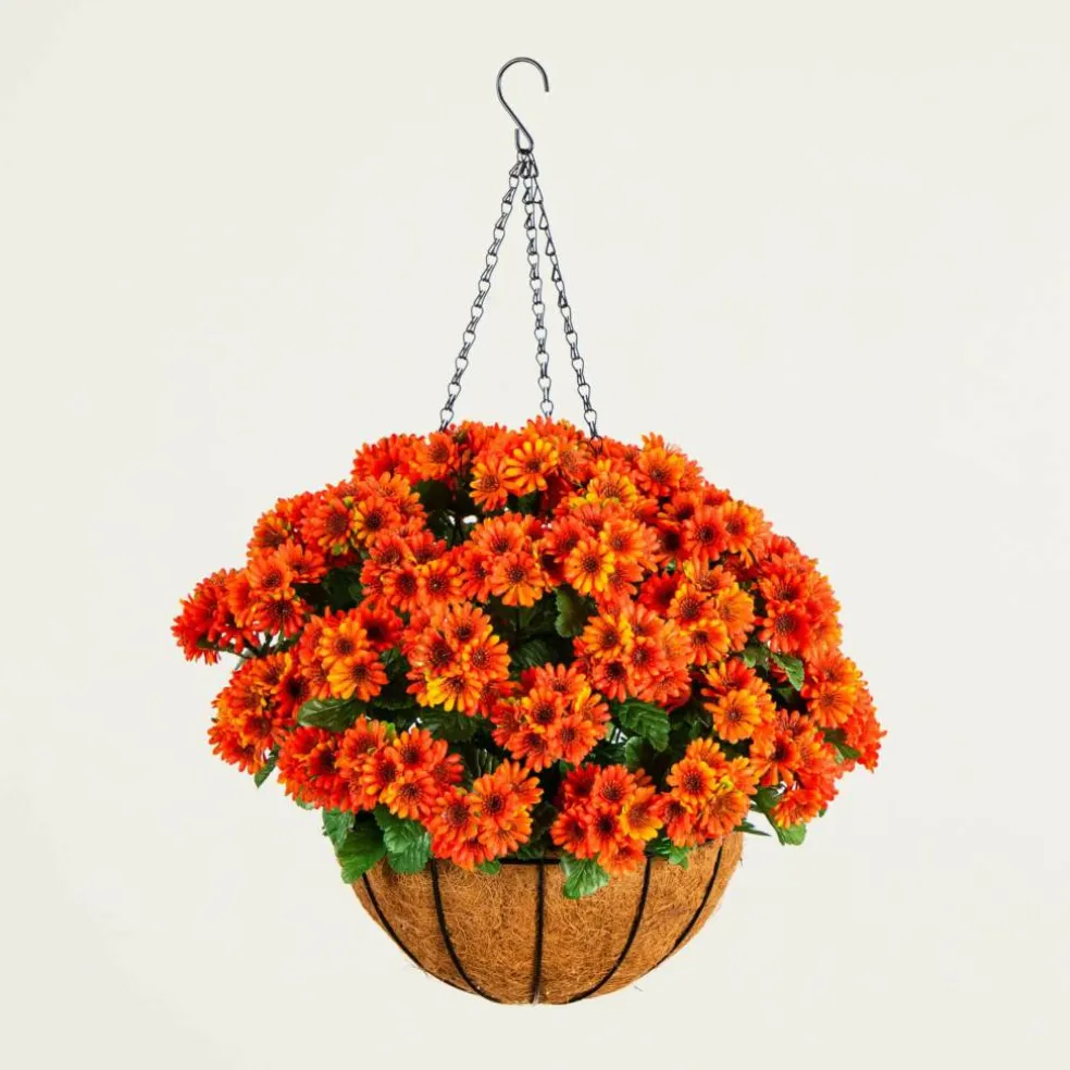 24in. UV Resistant Artificial Chrysanthemum Hanging Basket (Indoor/Outdoor)