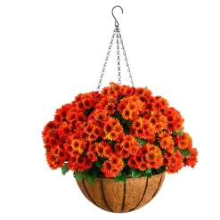 24in. UV Resistant Artificial Chrysanthemum Hanging Basket (Indoor/Outdoor)