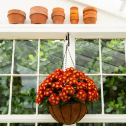 24in. UV Resistant Artificial Chrysanthemum Hanging Basket (Indoor/Outdoor)
