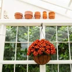 24in. UV Resistant Artificial Chrysanthemum Hanging Basket (Indoor/Outdoor)