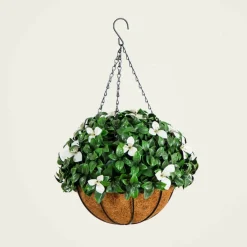 18in. UV Resistant Artificial Gardenia Hanging Basket (Indoor/Outdoor)