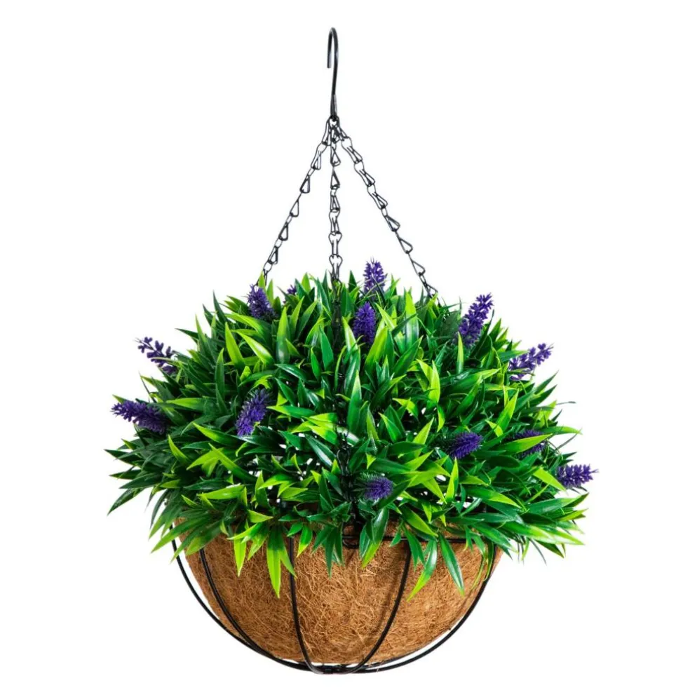 18in. UV Resistant Artificial Lavender Hanging Basket (Indoor/Outdoor)