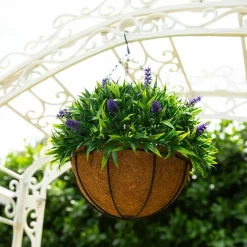 18in. UV Resistant Artificial Lavender Hanging Basket (Indoor/Outdoor)