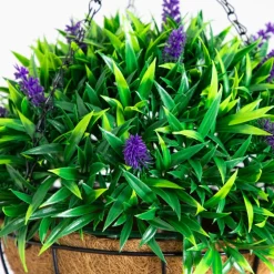 18in. UV Resistant Artificial Lavender Hanging Basket (Indoor/Outdoor)
