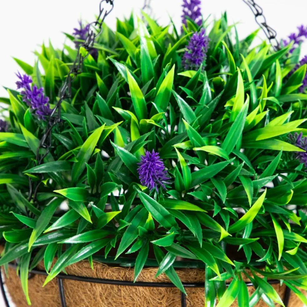 18in. UV Resistant Artificial Lavender Hanging Basket (Indoor/Outdoor)