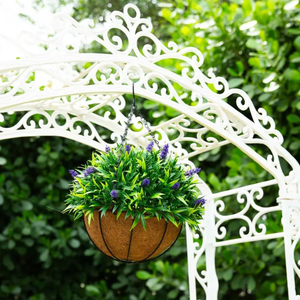 18in. UV Resistant Artificial Lavender Hanging Basket (Indoor/Outdoor)