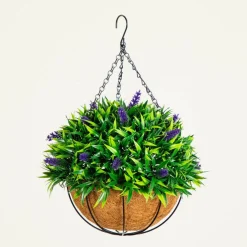 18in. UV Resistant Artificial Lavender Hanging Basket (Indoor/Outdoor)