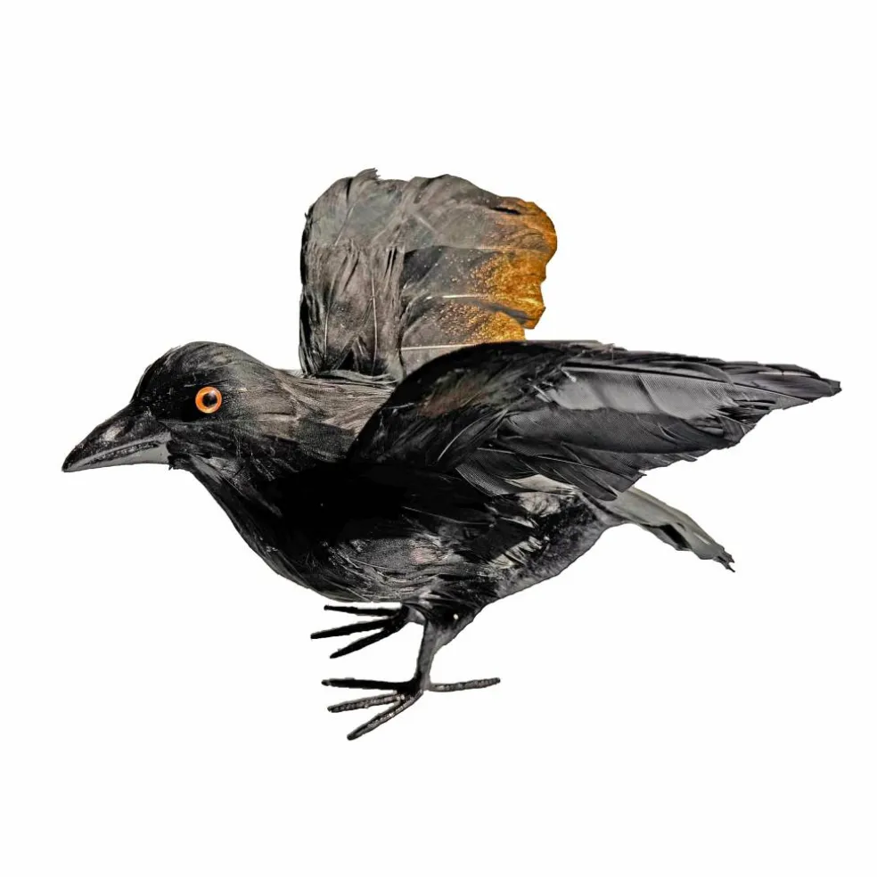 8.5" Iridescent Black Flying Crow Décor by Ashland®