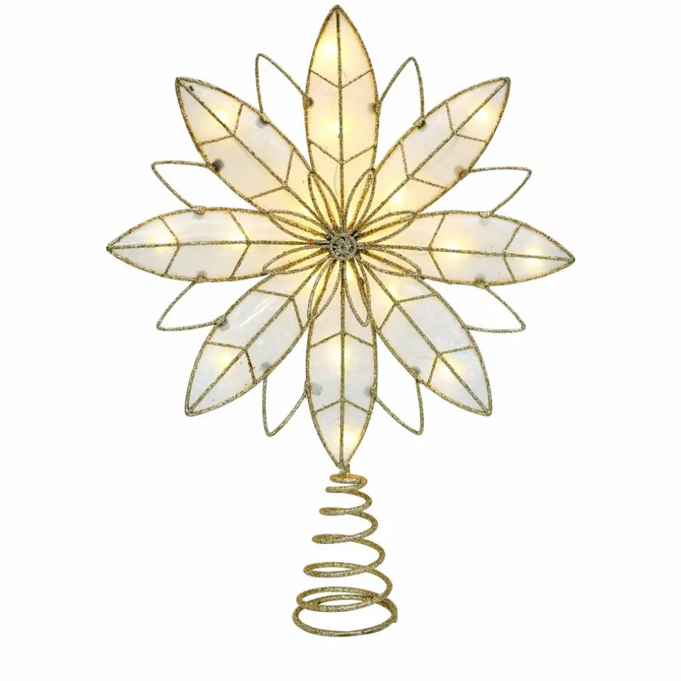 10" Iridescent & Glitter Gold Snowflake Lighted Tree Topper by Ashland®
