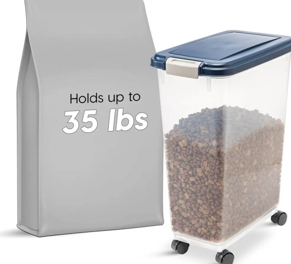 IRIS Airtight Pet Food Storage Containers with Attachable Casters