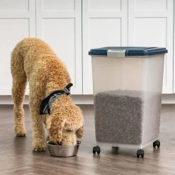 IRIS Airtight Pet Food Storage Containers with Attachable Casters