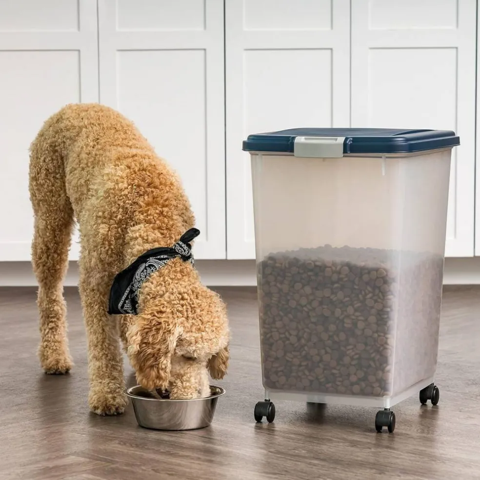 IRIS Airtight Pet Food Storage Containers with Attachable Casters
