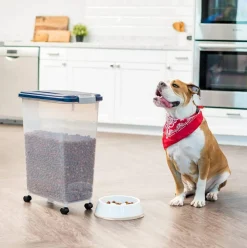 IRIS Airtight Pet Food Storage Containers with Attachable Casters