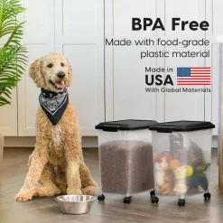IRIS Airtight Pet Food Storage Containers with Attachable Casters
