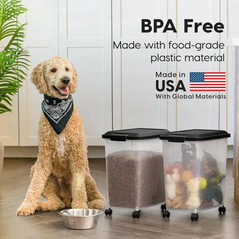 IRIS Airtight Pet Food Storage Containers with Attachable Casters