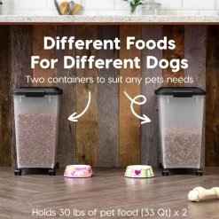 IRIS Airtight Pet Food Storage Containers with Attachable Casters