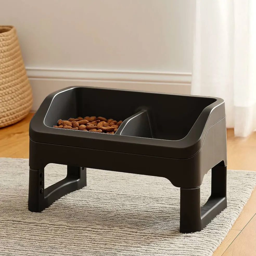 IRIS® Black Adjustable Elevated Pet Feeder, 2ct.