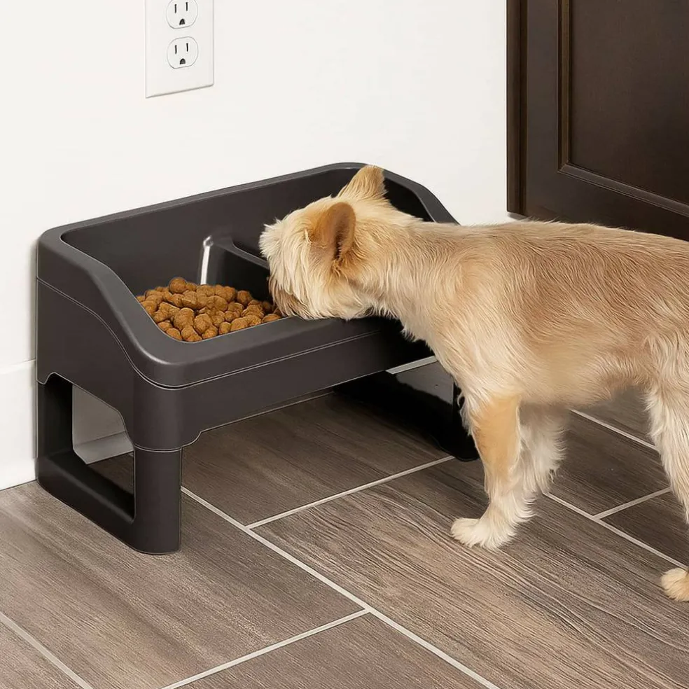 IRIS® Black Adjustable Elevated Pet Feeder, 2ct.