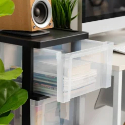 IRISĀ® 32.5" Black & Clear 4-Drawer Narrow Plastic Storage Cart