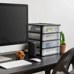 IRIS Black 4-Drawer Desktop Storage Unit