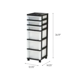 IRIS Black 6-Drawer Storage Cart With Organizer Top