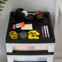 IRIS Black 6-Drawer Storage Cart With Organizer Top